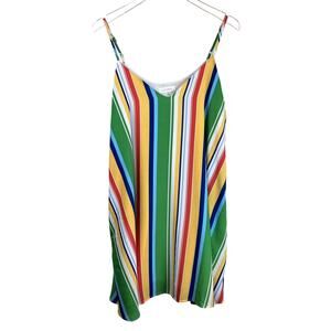 Latowne‎ Dress Women Large Colorful Stripe Sleeveless Summer Bold Lightweight
